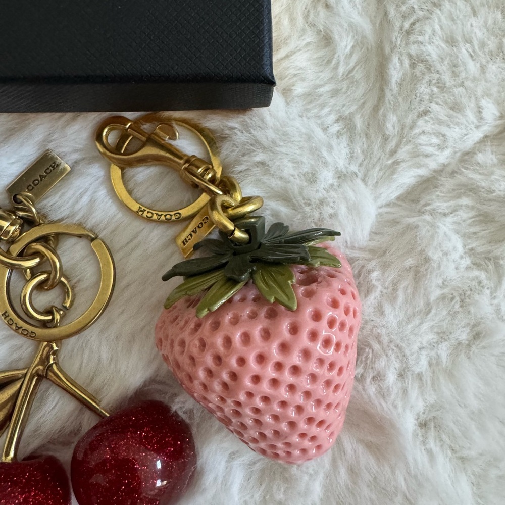 Coach Pink Strawberry and Red Cherry Keychain Bundle - Picture 5 of 5